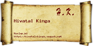 Hivatal Kinga névjegykártya